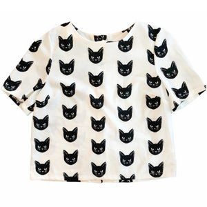 Moon Collection Black Cat Blouse Medium